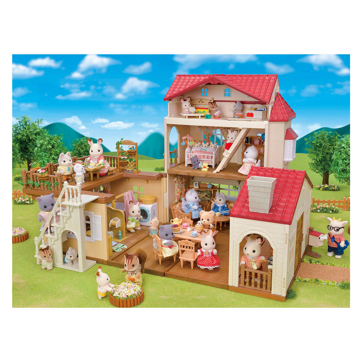 Sylvanian familier 5708 - stort dukkehus med hemmeligt legerum - dukkehus - kan kombineres med starterhus (5567) til et mega dukkehus