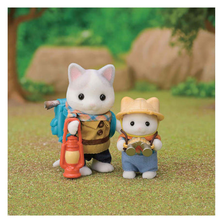 Sylvanian families 5763 duo eventyrere - latte kat bror og baby - fløjlsbløde legefigurer