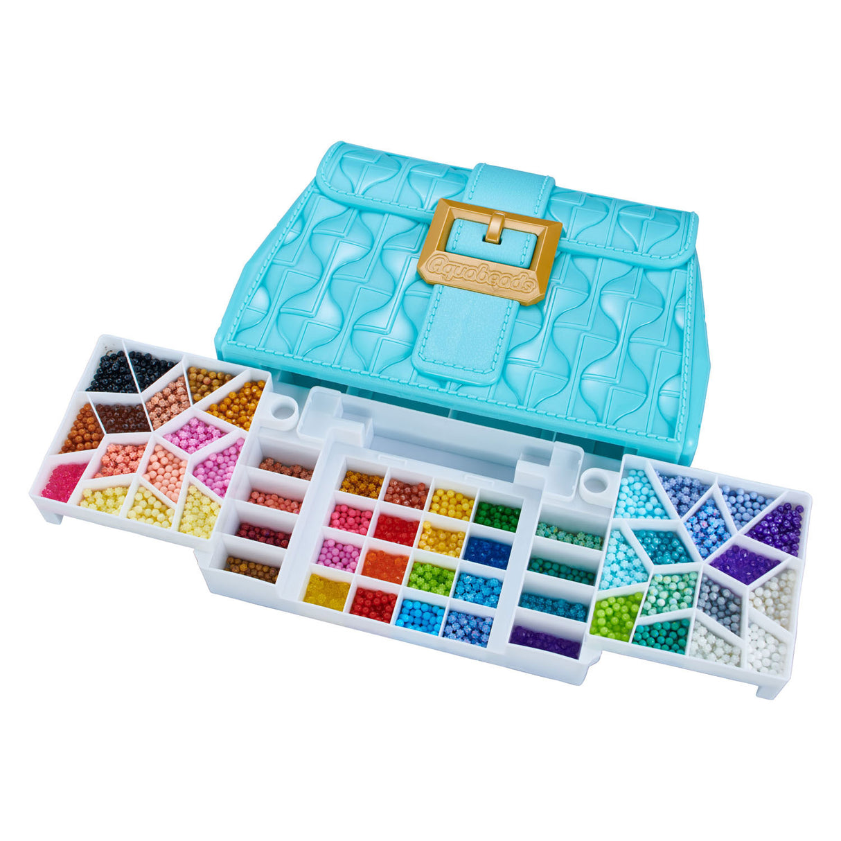 Aquabeads designstudie (taske) - komplet håndværkssæt 1400 perler i 48 farver - inklusive praktisk medbragt taske og sorteringsbakke