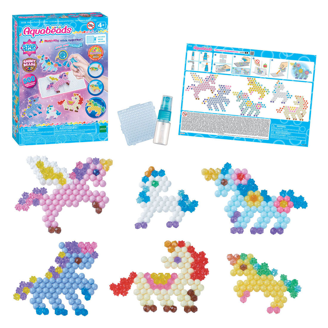 Aquabeads unicorn friends håndværkssæt - komplet sæt med 500 perler i 27 farver