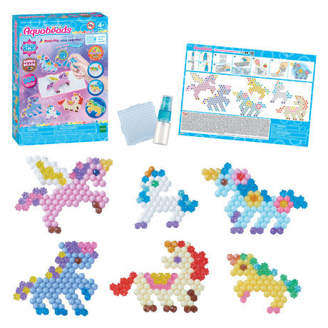 Aquabeads unicorn friends håndværkssæt - komplet sæt med 500 perler i 27 farver