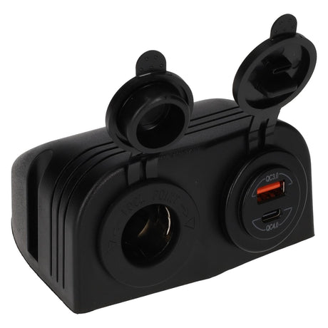 Strømledning 12 volt stik uni og USB-A + USB-C oplader - overflademonteret