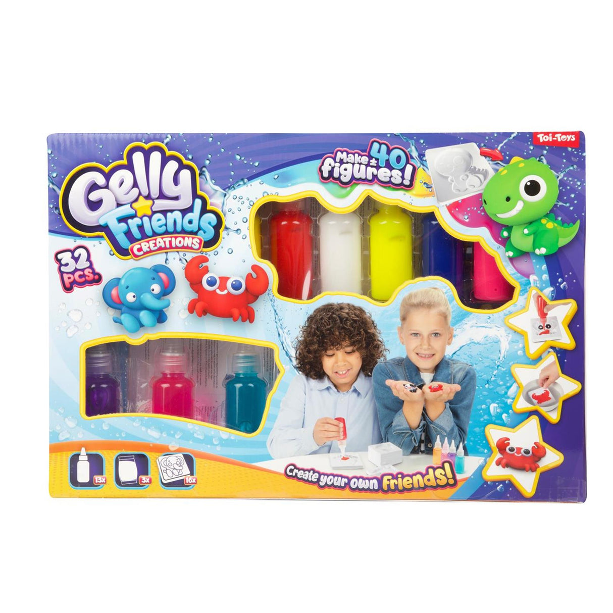 Toi-legetøj gelly friends 32-delt med 13xgel+16xform