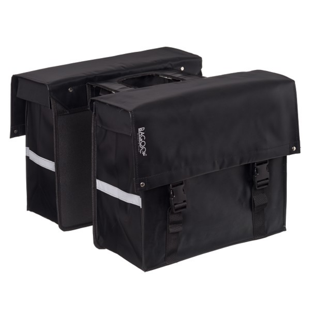 Bagoo dobbelt cykeltaske bisonyl sort kapacitet 46l