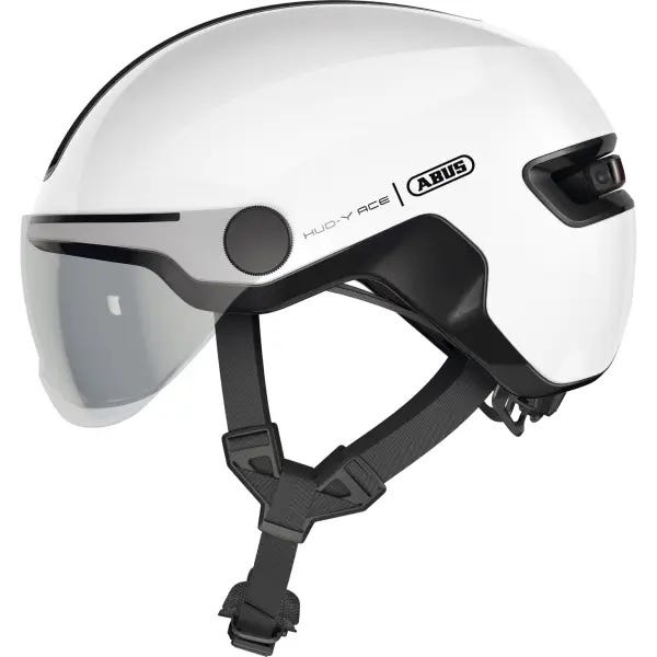 Abus cykelhjelm hud-y ace shiny white s - 51-55 cm - hvid - velegnet til brug på elcykler - bycykler - 400 g