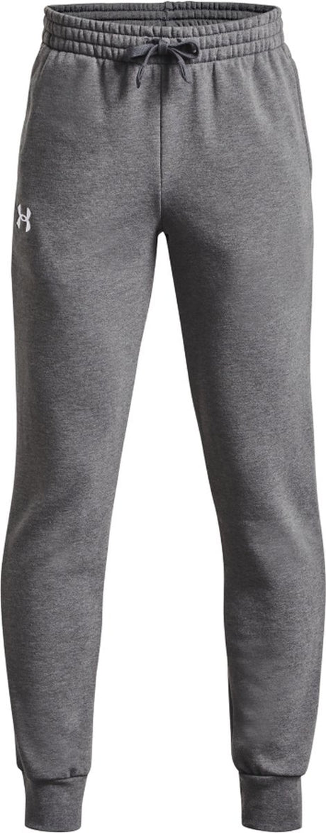 Under Armour UA Rival fleece joggers-grå drenge sportsbukser - Castlerock Light Heather - Hvid