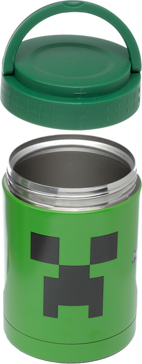 Puckator minecraft creeper - holdbar termokande i rustfrit stål frokost varm kold frokostgryde 500 ml