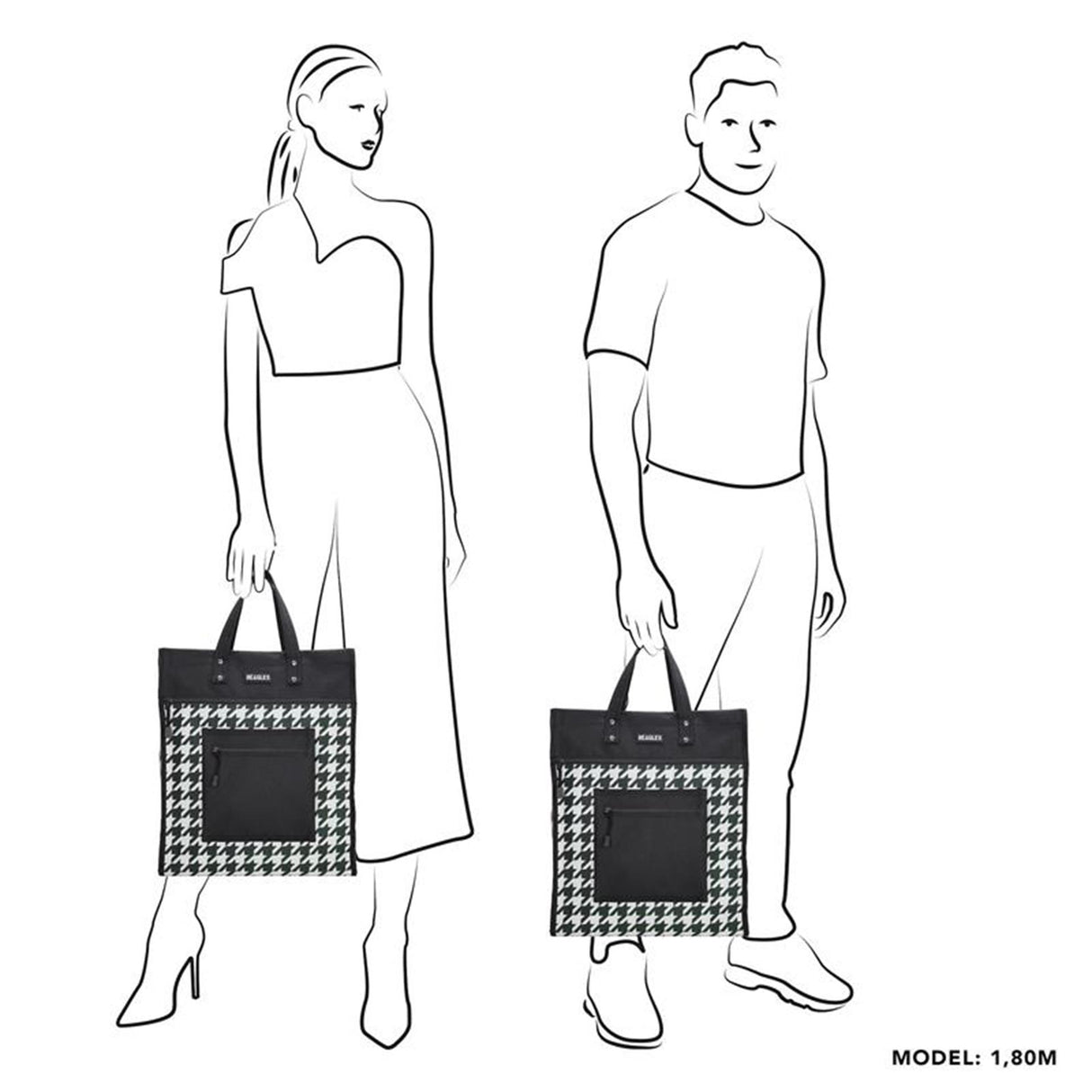 Beagles shop go shopping taske houndstooth 35,5x17x42cm