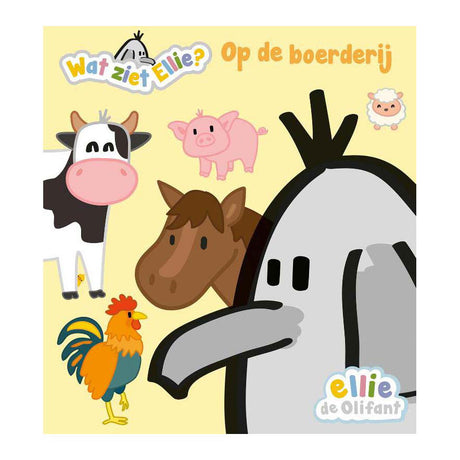 Udgiver Kluitman Ellie the Elephant. hvad ser ellie? på gården småbørnsbog