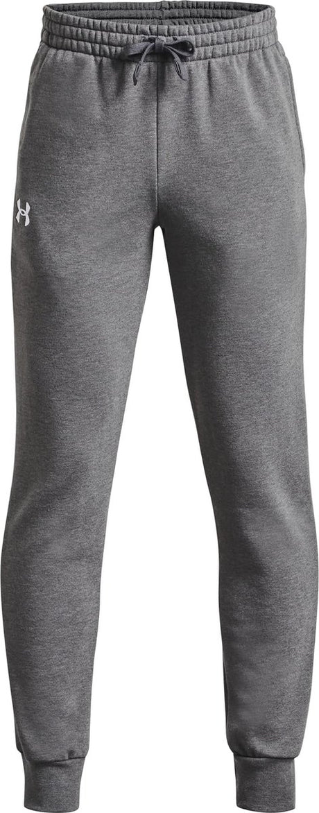 Under Armour UA Rival fleece joggers-grå drenge sportsbukser - Castlerock Light Heather - Hvid