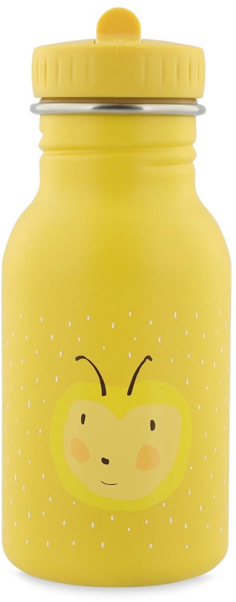 Trixie drikkedunk - mrs. humlebi - vandflaske i rustfrit stål til børn - 350ml - lækagesikker flaske - gul