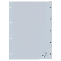 Faner Kangaro G405C PP A4 120 mikron grå 5-delt 1-5 4-hullers trykt