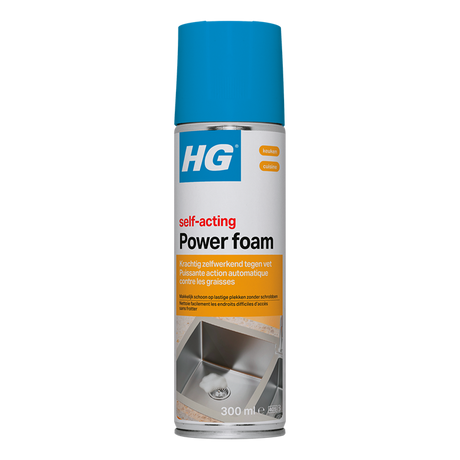 Hg - power foam keuken - vetoplossende spray - 300 ml - 1 stuk - maakt o.a. de gootsteen snel en goed schoon, effectief tegen hardnekkig vuil en vet