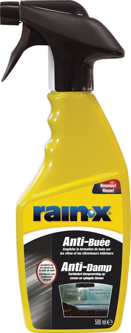Rain-x anti-dug glas og vinduespudser 500ml – forhindrer kondens – forbedrer sigtsikkerheden – velegnet til bilrudespejle
