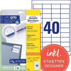 Universaletiketter avery quickpeel hvid 1.000 stk