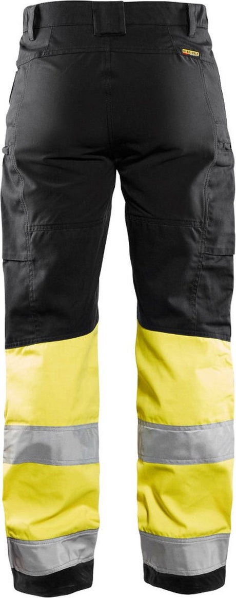 Blåkläder blaklader dame arbejdsbukser high vis med stretch 7161-1811 - sort high vis gul - c50