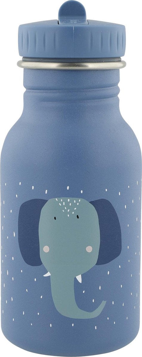 Trixie drikkedunk - mrs. elefant - vandflaske i rustfrit stål til børn - 350ml - lækagesikker flaske - blå