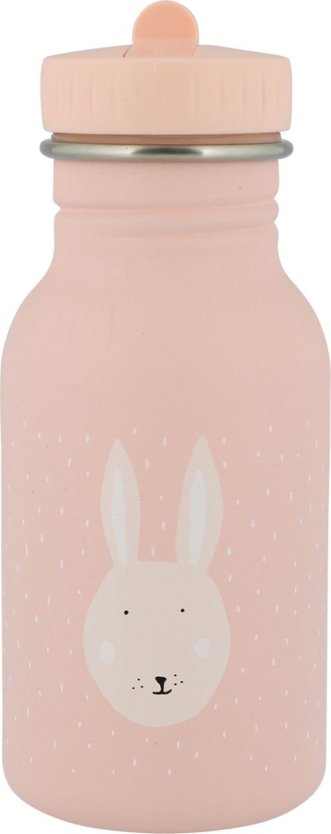 Trixie drikkedunk - mrs. kanin - vandflaske i rustfrit stål til børn - 350ml - lækagesikker flaske - pink