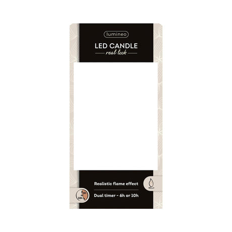 Lumineo realistische led kaars met wax pit en vlam effect ã˜7.5x13,5cm wit met 6uur timer werkt op batterij