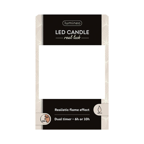 Lumineo realistische led kaars met wax pit en vlam effect ø7.5x9,5cm zwart met 6uur timer werkt op batterij