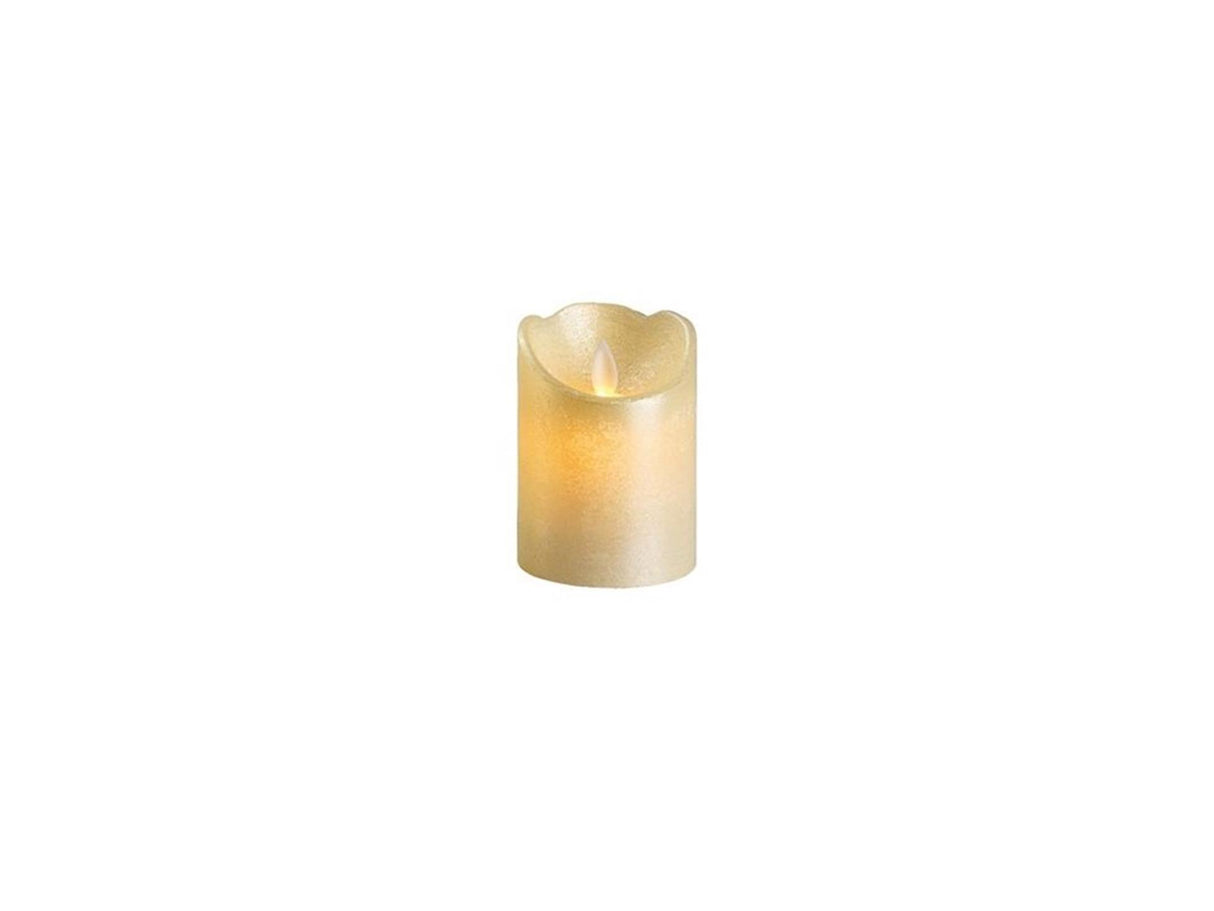 Lumineo led kaars wax -met vlam die heen en weer beweegt- 10 cm.op batterij met 6 uurs timer. kleur: off white, glanzend, warm wit l