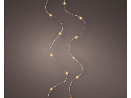 Lumineo micro led streng lichtsnoer zilver klassiek warm 195cm-40l op batterij