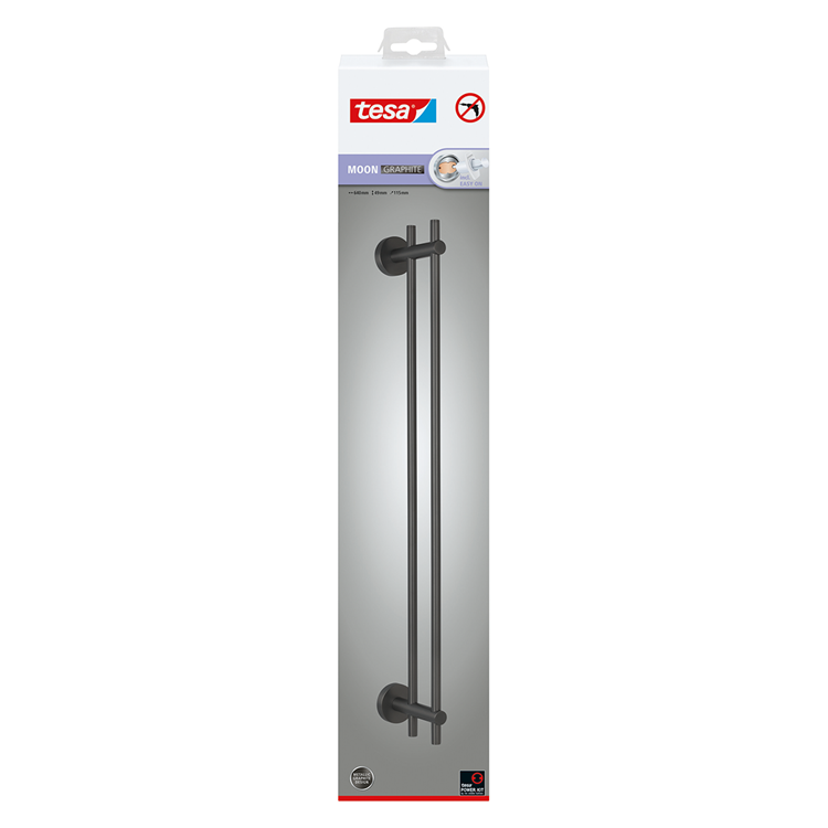 Tesa 1072309 - moon grafit håndklædeholder dobbelt | 2 stk