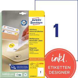 Genklæbende etiketter avery stick lift hvid