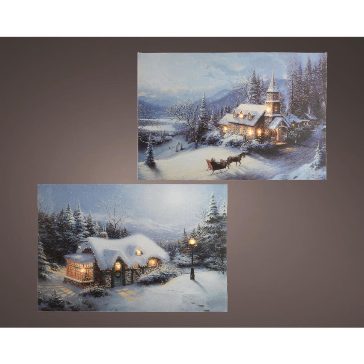 Lumineo kerst canvas led batterijverlichting 1,5x38x28cm warm wit 2 assorti