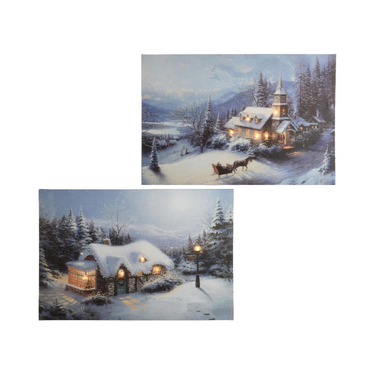 Lumineo kerst canvas led batterijverlichting 1,5x38x28cm warm wit 2 assorti