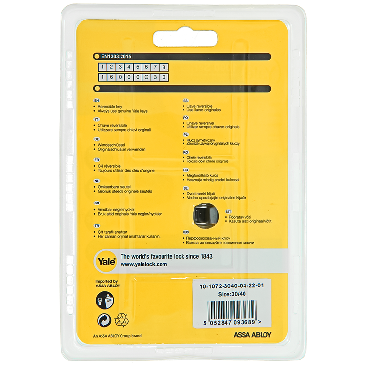 Yale 1060535 - profilcylinder 1000 mv 70mm (30 40) | 5 stk
