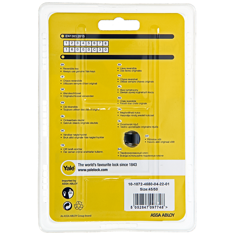 Yale 1060544 - profilcylinder 1000 mv 95mm (45 50) | 5 stk