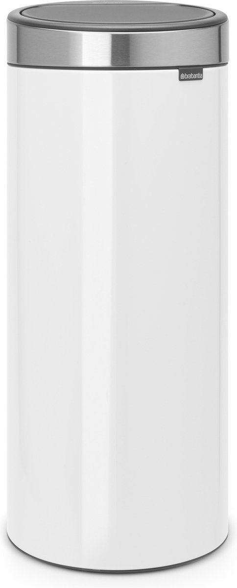 Brabantia berøringsspand affaldsspand - 30 liter - hvidt mat stål fingeraftrykssikkert låg