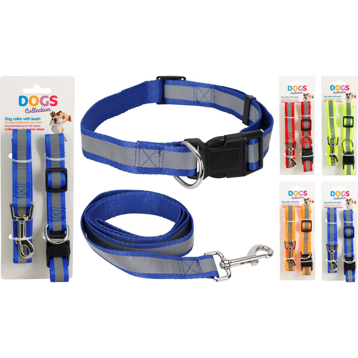 Dogs collection hondenhalsband met riem 4ass