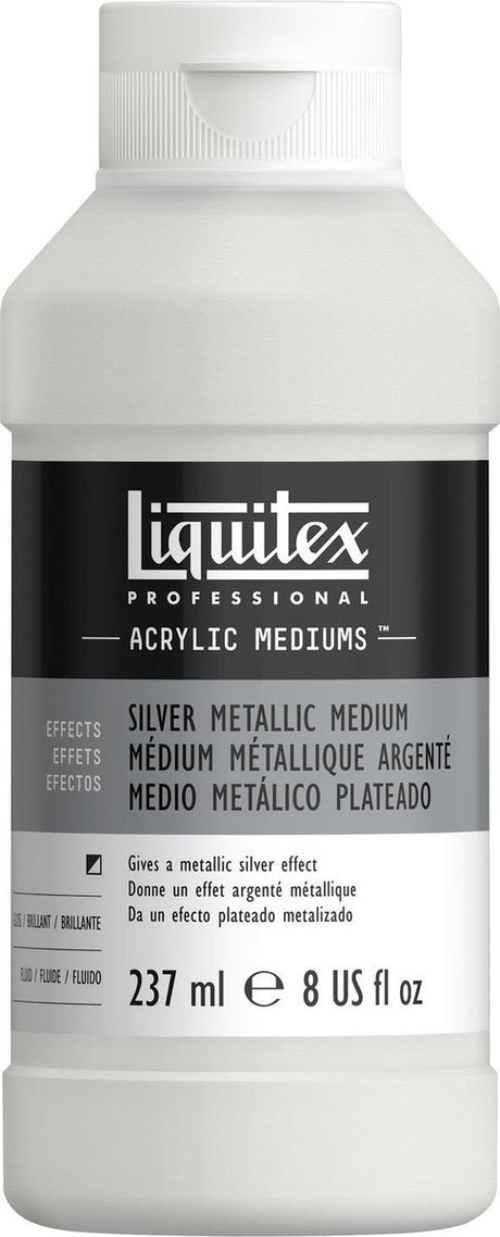 Liquitex metallic 8508 sølv medium 237 ml - akryl medium med sølv effekt, lysægte blandbar - akryladditiv