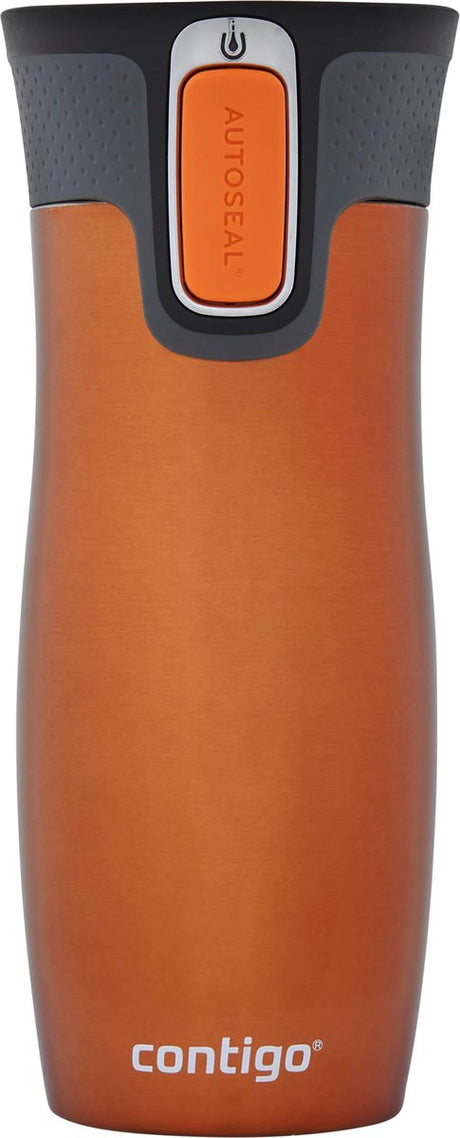 Contigo west loop autoseal termokop, rustfrit stål isoleret kop, kaffekop-to-go, BPA-fri, lækagesikker kop-to-go med let at rengøre låg, holder varmen i op til 5 timer, 470 ml | mandarin