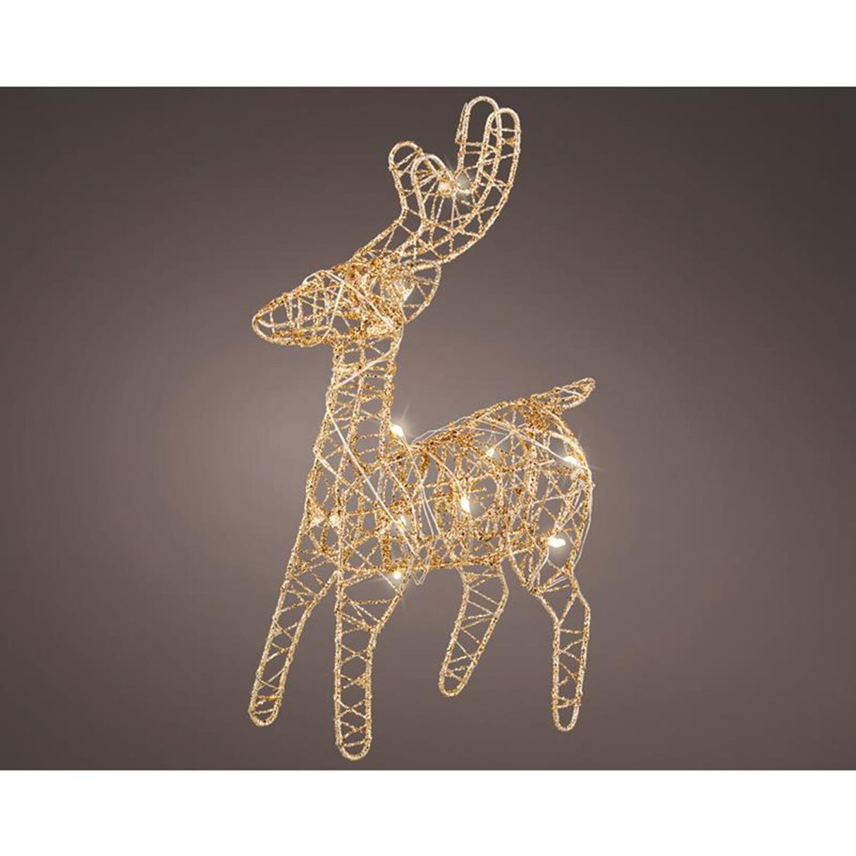 Lumineo rensdyr led guld metal h21cm