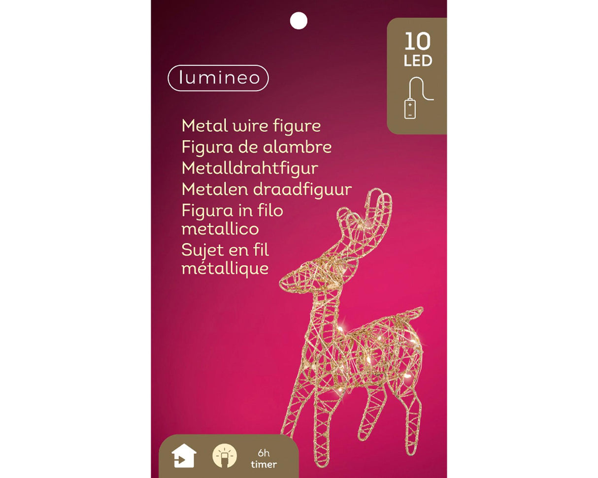 Lumineo rensdyr led guld metal h21cm