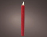 Lumineo LED middagslys med flimrende flammerød dia.2x24,5cm med 6 timers timer