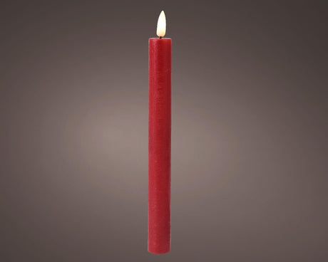 Lumineo middagslyssæt LED flamme 24cm rød 2-delt