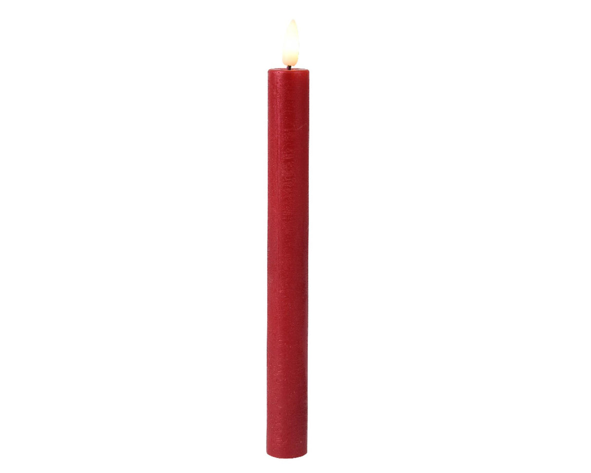 Lumineo LED middagslys med flimrende flammerød dia.2x24,5cm med 6 timers timer