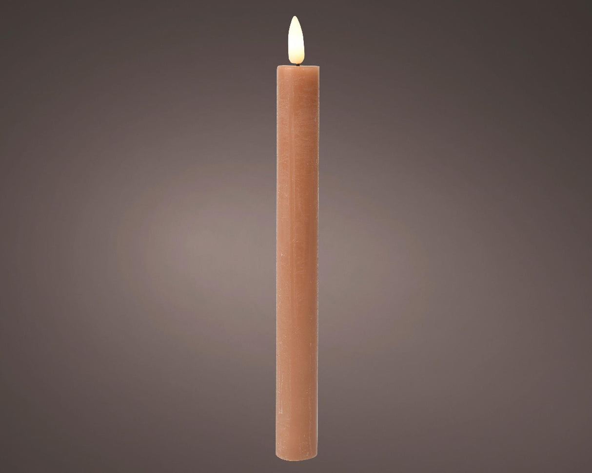 Lumineo middagslys sæt led flamme 24cm brun 2-dlg