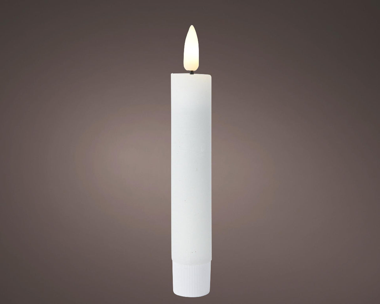 Lumineo middagslyssæt LED flamme 16cm hvid 2-delt