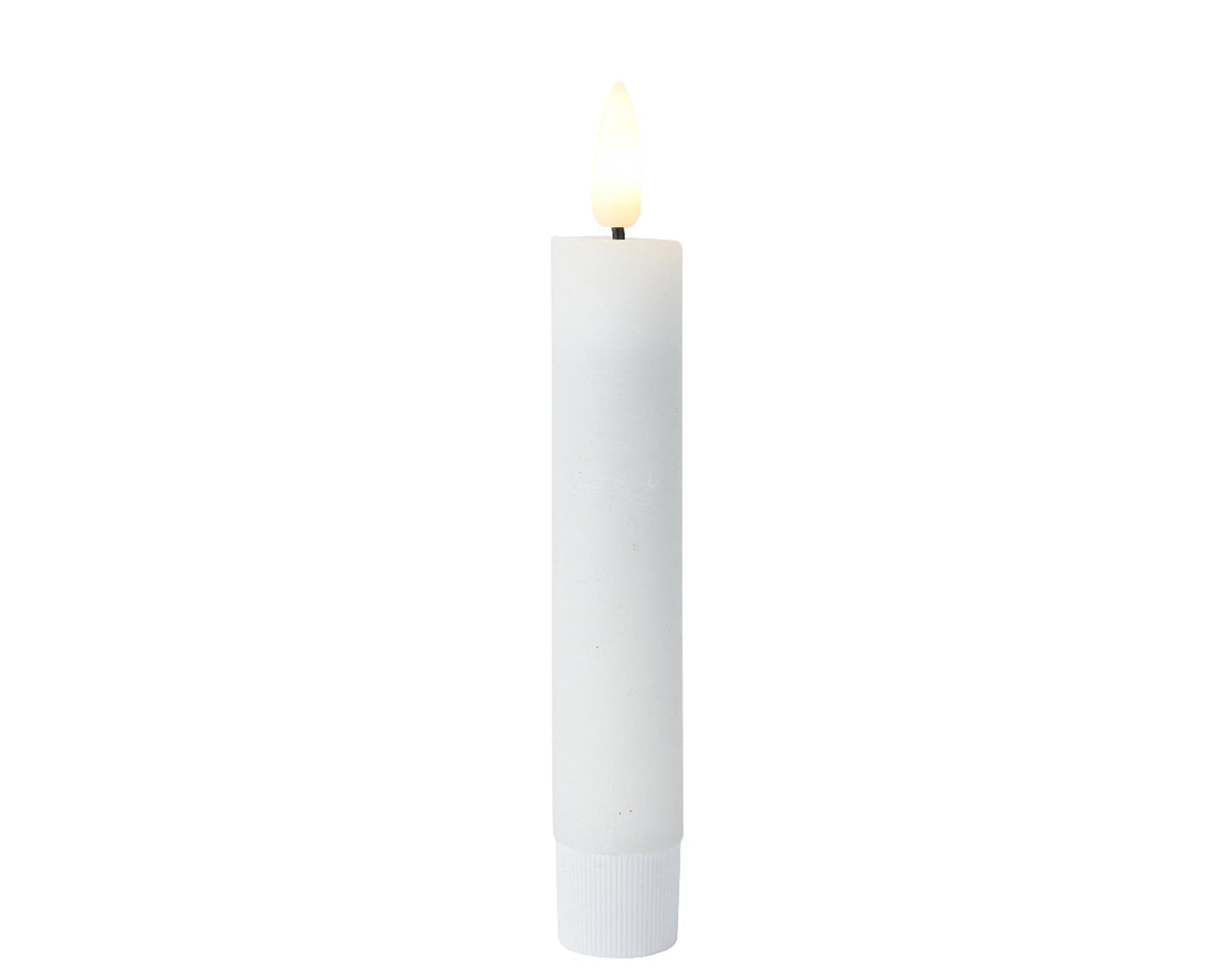 Lumineo middagslyssæt LED flamme 16cm hvid 2-delt