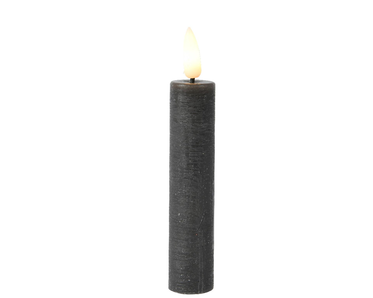 Lumineo LED middagslys med flimrende flammegrå dia2x16cm voks med 6 timers timer