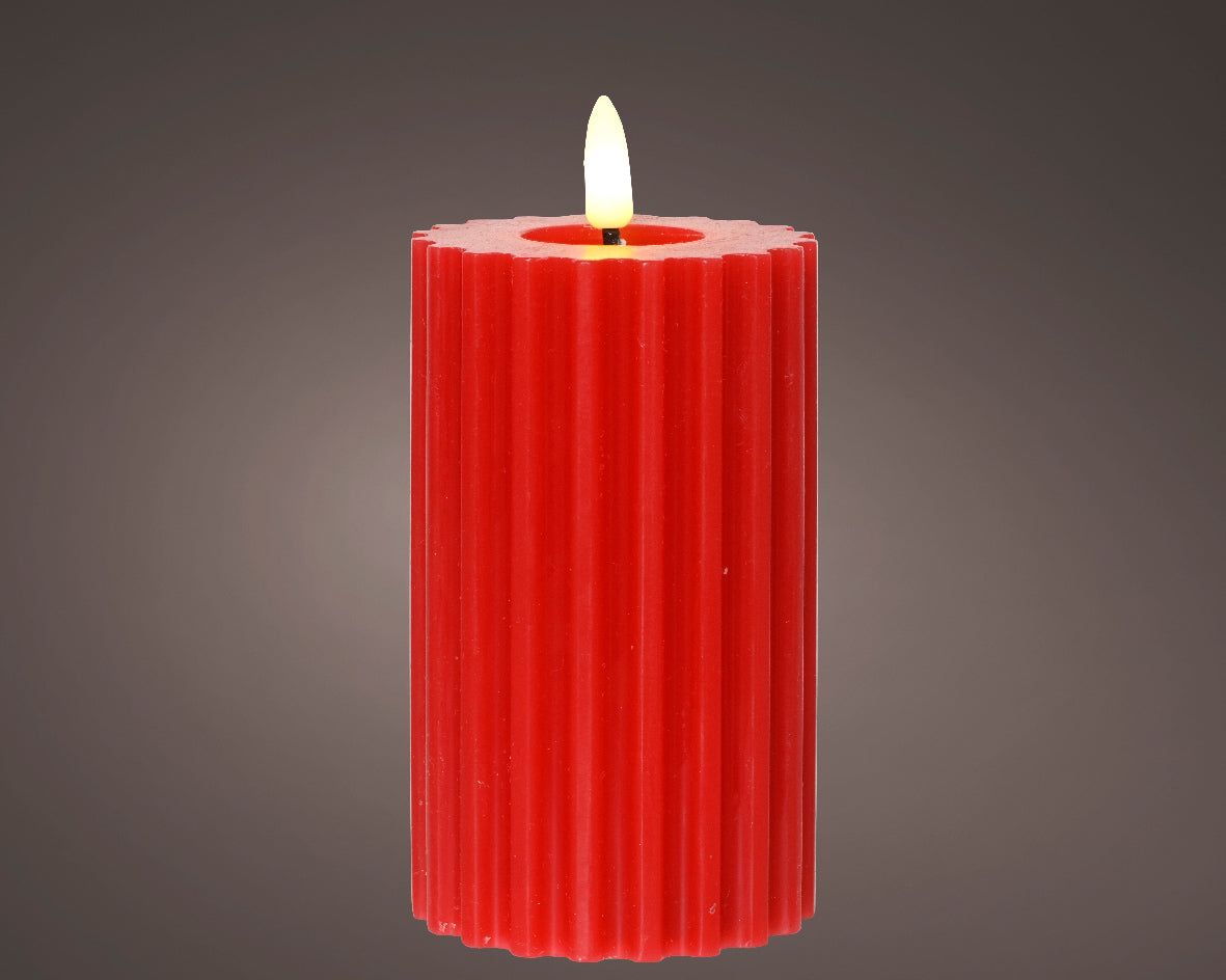 Lumineo lys LED flamme ribbet 15cm rød