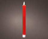 Lumineo LED middagslys 2-delt med flimrende flamme julerød dia.2x24,5cm voks med 6 timers timer