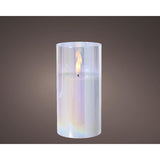 Lumineo ked lys i glas til indendørs med flammeeffekt og timer dia.7,5x15cm iriserende