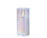Lumineo ked lys i glas til indendørs med flammeeffekt og timer dia.7,5x15cm iriserende