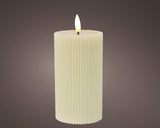 Lumineo lys LED ribbet flamme 15,5 cm creme